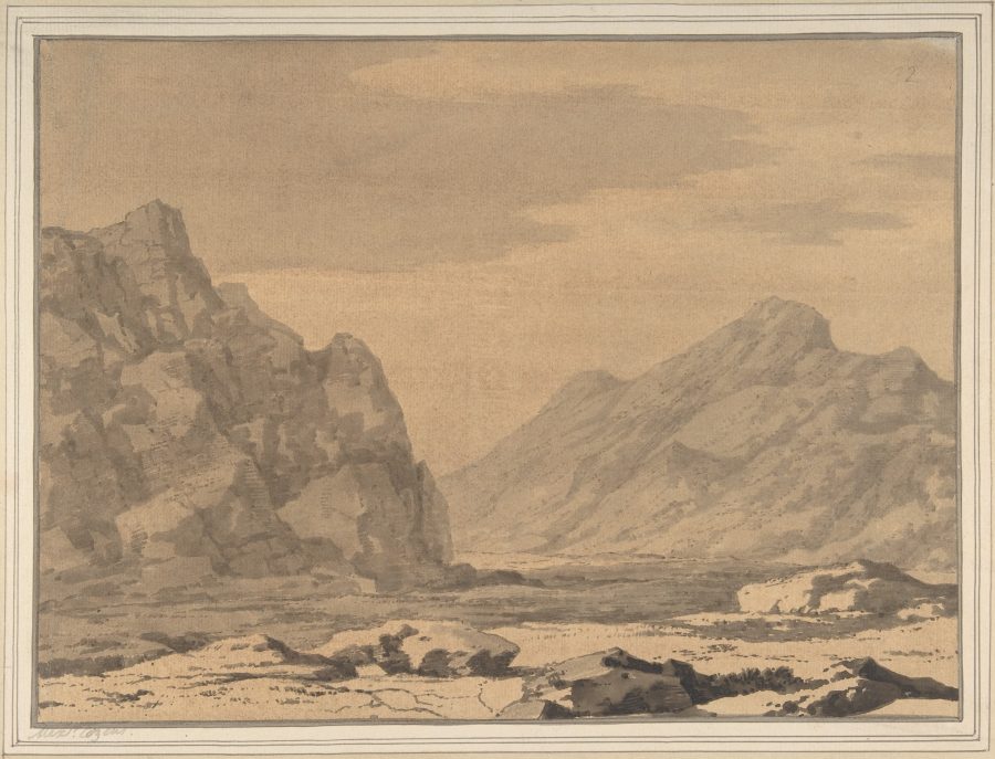 Fotomural Landscape with Riverbed and Mountains