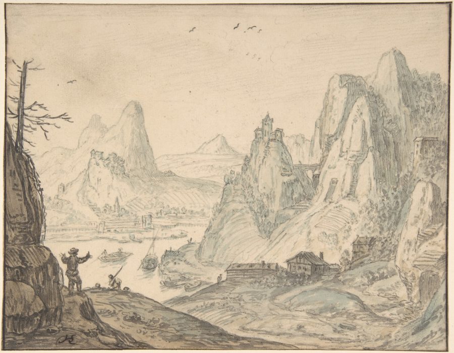Fotomural River Landscape with Mountains