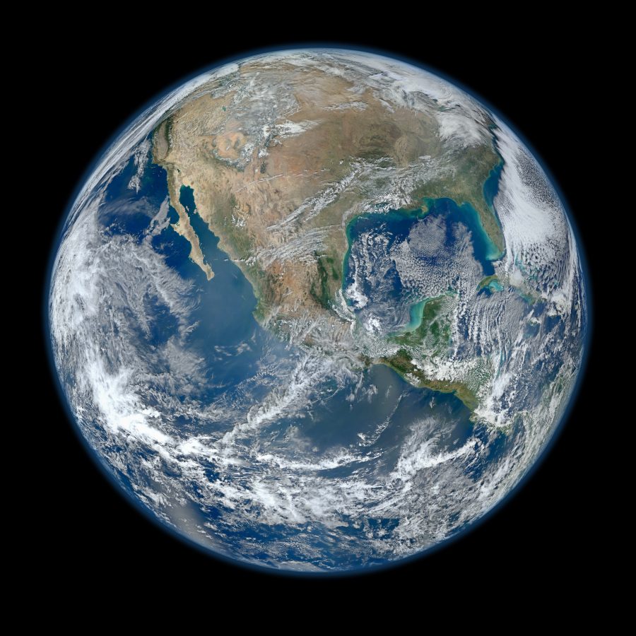 Fotomural North America from low orbiting satellite Suomi NPP — A view of most of North America taken from a low orbit of about 826 km altitude. The whole hemisphere is n