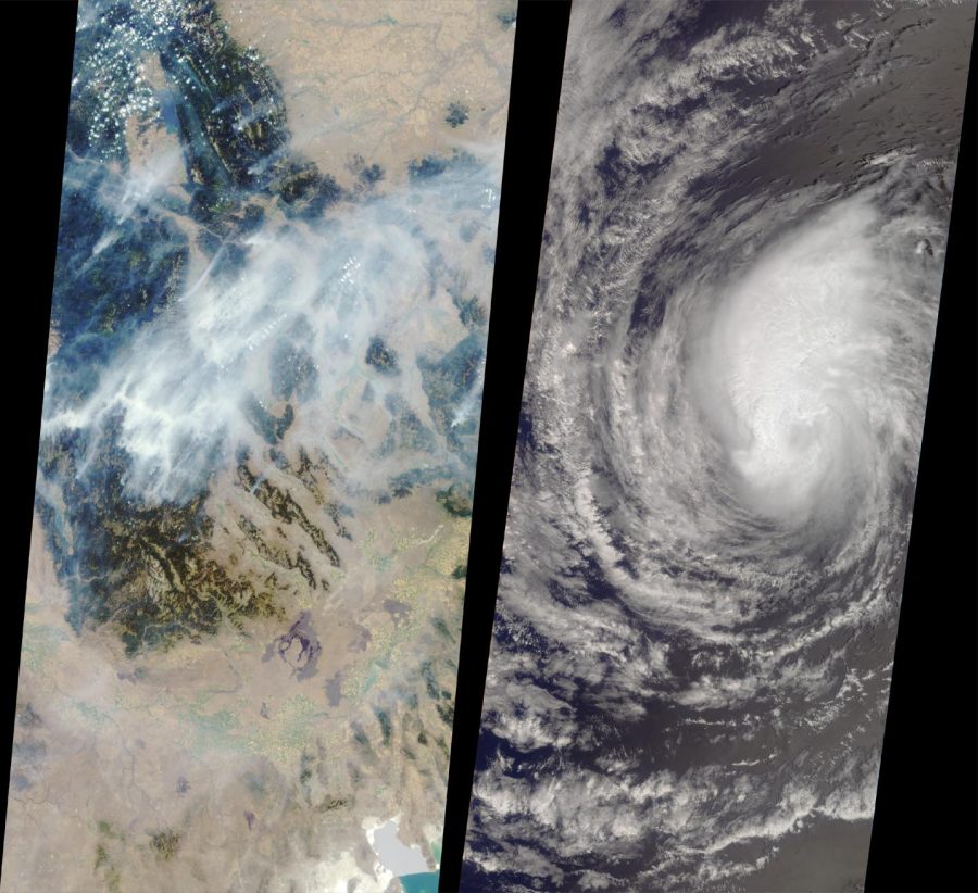 Fotomural MISR Images Forest Fires and Hurricane